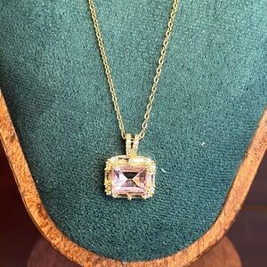 Elegant Gold and Pink Pendant Necklace 16-18” adjustable.
